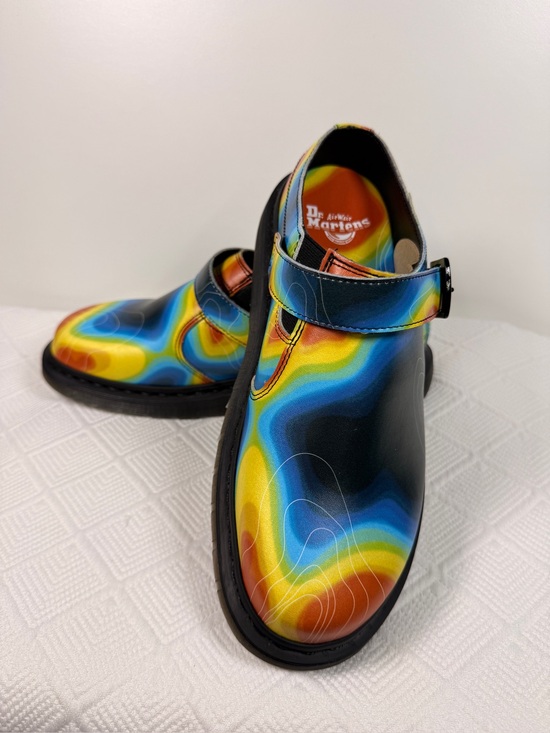 Dr. Martens Shoes - Dr Martens Isham Thermal Map Genix Nappa Leather Slingback Chunky Mule 11, NWOT